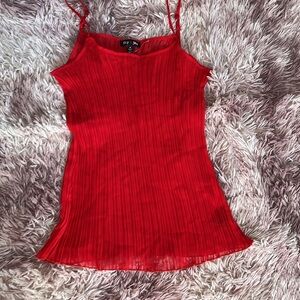 IKY Me Red Sheer Pleaded Top